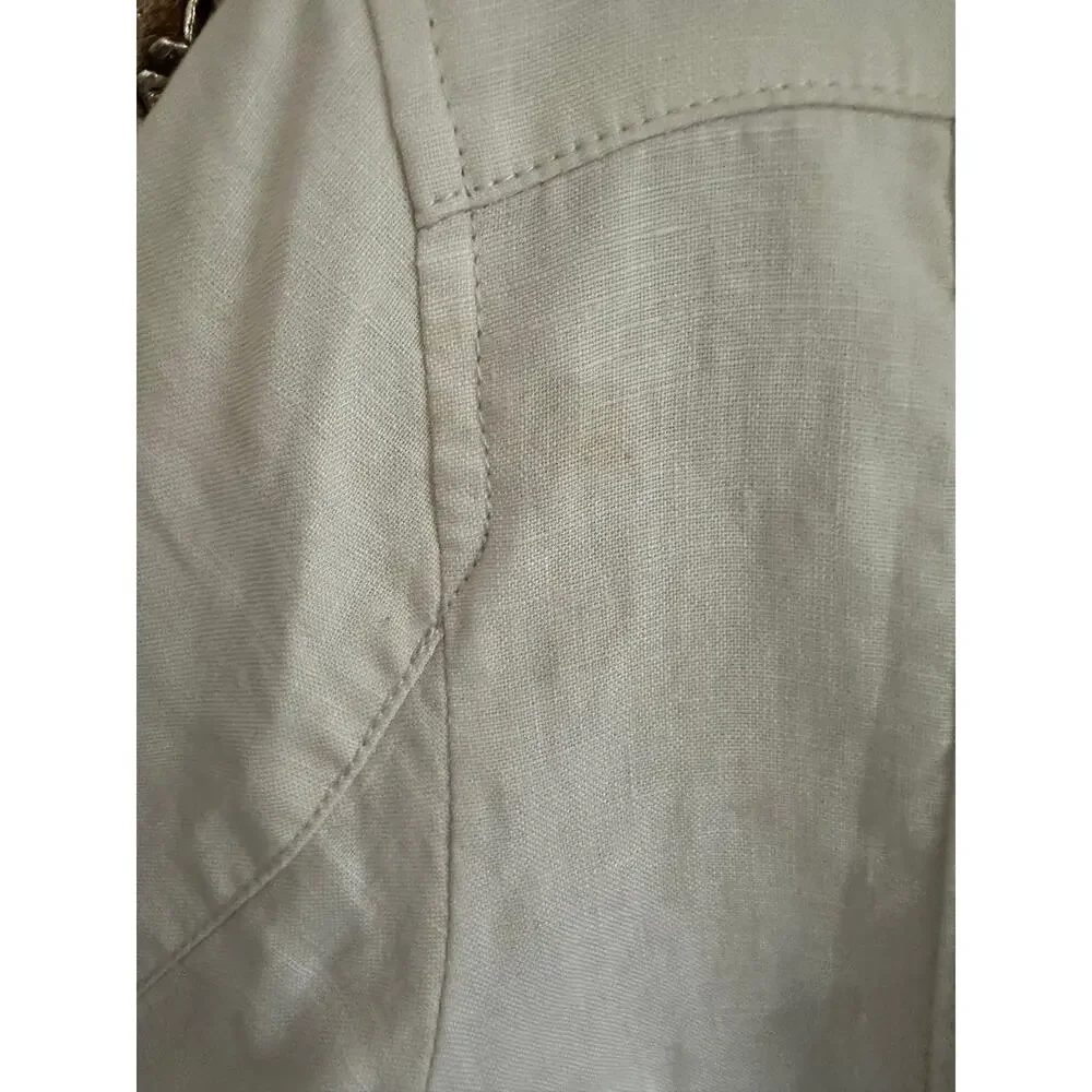 Burberry Brit Patchford Parchment Linen Moto Biker Full Zip Belted Jacket Size 4 - Picture 11 of 14